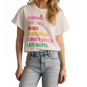 NEW PANACHE APPAREL women's summer list tee in multicolored